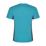 Tweekleurig sportshirt voor kinderen van polyester 140 g/m² Roly kleur turkoois tweede weergave achterkant