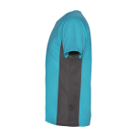 Tweekleurig sportshirt voor kinderen van polyester 140 g/m² Roly kleur turkoois weergave zijkant