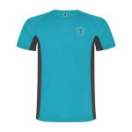 Tweekleurig sportshirt voor kinderen van polyester 140 g/m² Roly kleur turkoois weergave zeefdruk