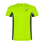 Tweekleurig sportshirt voor kinderen van polyester 140 g/m² Roly kleur neon groen weergave zeefdruk