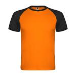 Tweekleurig sportshirt voor kinderen korte mouwen kleur oranje