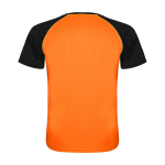 Tweekleurig sportshirt voor kinderen korte mouwen kleur oranje tweede weergave achterkant