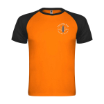 Tweekleurig sportshirt voor kinderen korte mouwen kleur oranje weergave zijkant