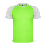 Tweekleurig sportshirt voor kinderen korte mouwen kleur neon groen