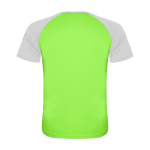 Tweekleurig sportshirt voor kinderen korte mouwen kleur neon groen tweede weergave achterkant