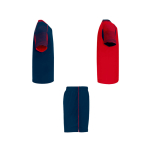 Unisex sportset van polyester met 2 T-shirts 140 g/m² Roly kleur rood tweede weergave met zijkant