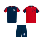 Unisex sportset van polyester met 2 T-shirts 140 g/m² Roly kleur rood weergave zeefdruk