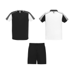 Unisex sportset van polyester met 2 T-shirts 140 g/m² Roly kleur wit/zwart
