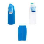 Unisex sportset van polyester met 2 T-shirts 140 g/m² Roly kleur wit/blauw tweede weergave met zijkant