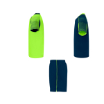 Unisex sportset van polyester met 2 T-shirts 140 g/m² Roly kleur neon groen weergave zijkant