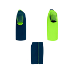 Unisex sportset van polyester met 2 T-shirts 140 g/m² Roly kleur neon groen tweede weergave met zijkant