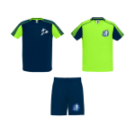Unisex sportset van polyester met 2 T-shirts 140 g/m² Roly kleur neon groen weergave zeefdruk