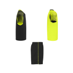 Unisex sportset van polyester met 2 T-shirts 140 g/m² Roly kleur neon geel tweede weergave met zijkant