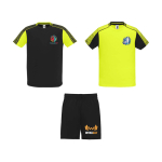 Unisex sportset van polyester met 2 T-shirts 140 g/m² Roly kleur neon geel weergave zeefdruk