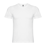 Katoenen T-shirt met korte mouwen en V-hals voor mannen 155 g/m2 Roly kleur wit