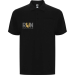 Unisex polo van katoen en polyester met zak 190 g/m2 Roly kleur zwart weergave zeefdruk
