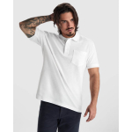 Unisex polo van katoen en polyester met zak 190 g/m2 Roly kleur wit luxe weergave 2