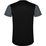 Unisex sportshirt van polyester met korte mouwen, 130 g/m², Roly kleur donkergrijs tweede weergave achterkant