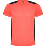 Unisex sportshirt van polyester met korte mouwen, 130 g/m², Roly kleur koraal