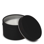 Plantaardige wax kaars in monochrome ronde pot van gerecycled staal kleur zwart derde weergave
