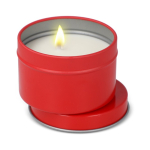 Plantaardige wax kaars in monochrome ronde pot van gerecycled staal kleur rood tweede weergave