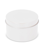 Plantaardige wax kaars in monochrome ronde pot van gerecycled staal kleur wit