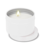 Plantaardige wax kaars in monochrome ronde pot van gerecycled staal kleur wit tweede weergave