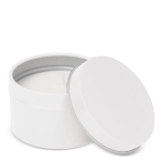 Plantaardige wax kaars in monochrome ronde pot van gerecycled staal kleur wit derde weergave