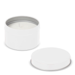 Plantaardige wax kaars in monochrome ronde pot van gerecycled staal kleur wit vijfde weergave