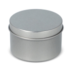 Plantaardige wax kaars in monochrome ronde pot van gerecycled staal kleur zilver