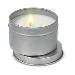 Plantaardige wax kaars in monochrome ronde pot van gerecycled staal kleur zilver tweede weergave