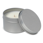 Plantaardige wax kaars in monochrome ronde pot van gerecycled staal kleur zilver derde weergave