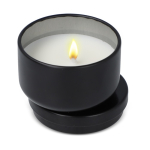 Plantaardige wax kaars in ronde pot van gerecycled staal kleur zwart tweede weergave