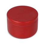 Plantaardige wax kaars in ronde pot van gerecycled staal kleur rood
