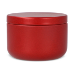 Plantaardige wax kaars in ronde pot van gerecycled staal kleur rood vierde weergave