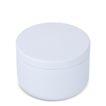 Plantaardige wax kaars in ronde pot van gerecycled staal kleur wit