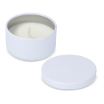 Plantaardige wax kaars in ronde pot van gerecycled staal kleur wit vijfde weergave