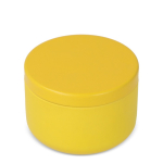 Plantaardige wax kaars in ronde pot van gerecycled staal kleur geel