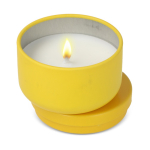 Plantaardige wax kaars in ronde pot van gerecycled staal kleur geel tweede weergave