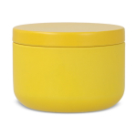 Plantaardige wax kaars in ronde pot van gerecycled staal kleur geel vierde weergave