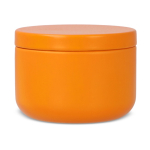 Plantaardige wax kaars in ronde pot van gerecycled staal kleur oranje vierde weergave