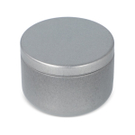 Plantaardige wax kaars in ronde pot van gerecycled staal kleur zilver