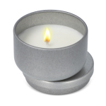 Plantaardige wax kaars in ronde pot van gerecycled staal kleur zilver tweede weergave