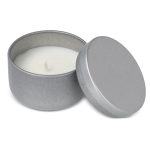 Plantaardige wax kaars in ronde pot van gerecycled staal kleur zilver derde weergave