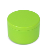 Plantaardige wax kaars in ronde pot van gerecycled staal kleur limoen groen