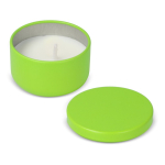 Plantaardige wax kaars in ronde pot van gerecycled staal kleur limoen groen vijfde weergave