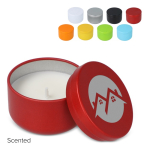 Plantaardige wax kaars in ronde pot van gerecycled staal