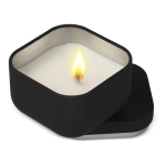 Plantaardige wax kaars met vanillegeur in vierkante metalen pot kleur zwart tweede weergave