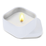 Plantaardige wax kaars met vanillegeur in vierkante metalen pot kleur wit tweede weergave