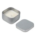 Plantaardige wax kaars met vanillegeur in vierkante metalen pot kleur zilver vijfde weergave